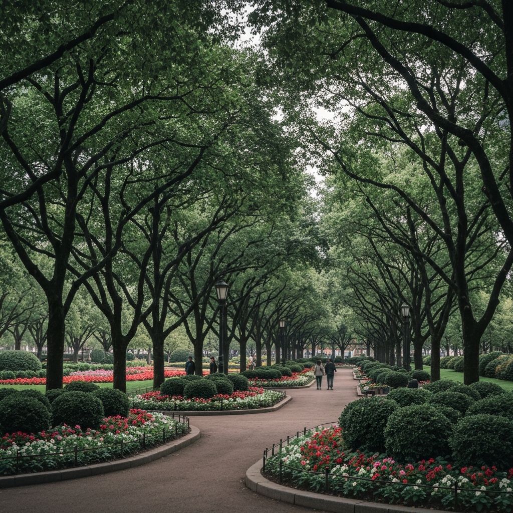 Pemandangan taman hijau