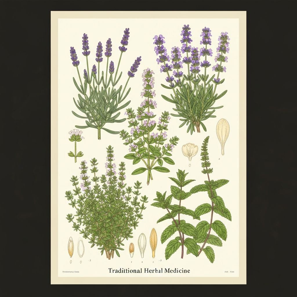 Ilustrasi tanaman herbal tradisional